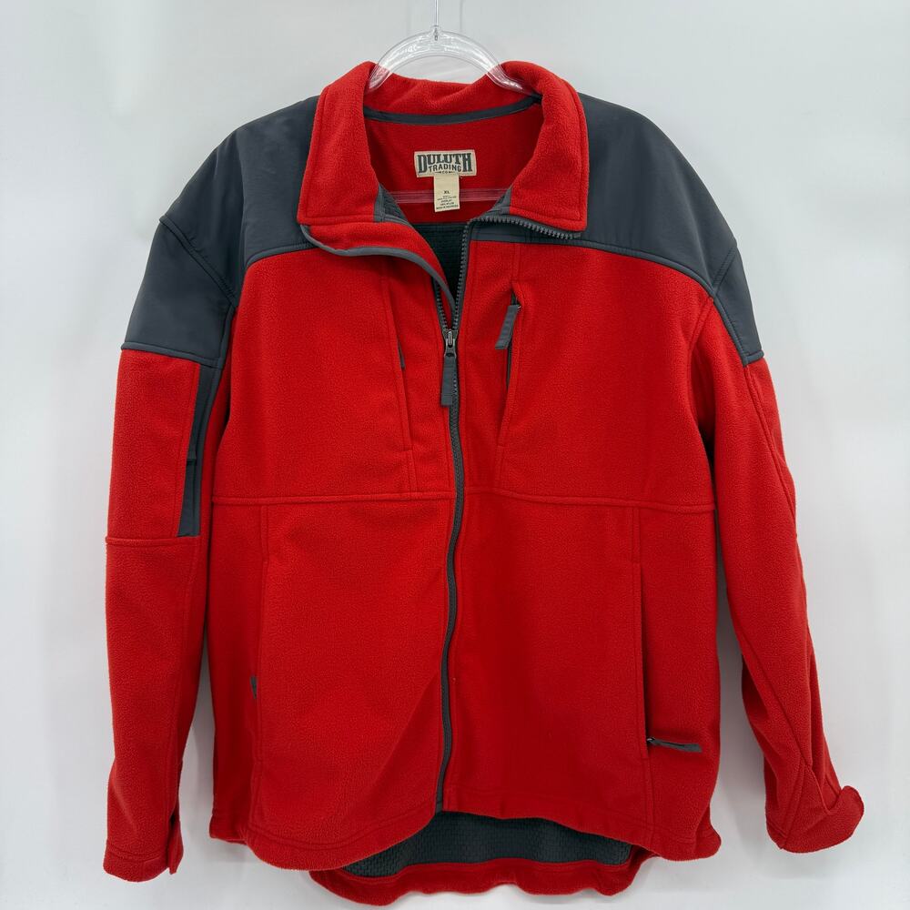 DULUTH Fleece Full Zip Jacket Size XL Mens Red Shoremans Warm Pockets 20828